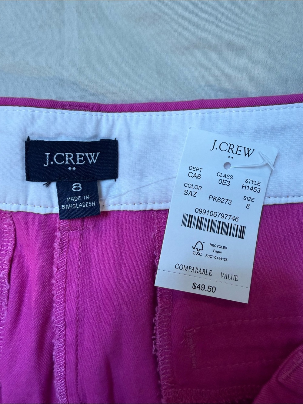 NWT J. Crew Women’s Hot Pink 5” Chino Shorts - Size 8 - Picture 5 of 8